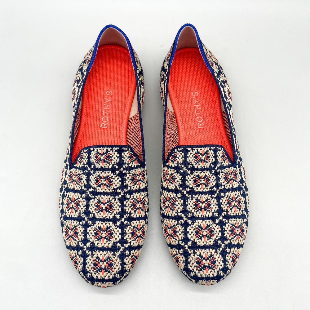 Rothy's Womens 9.5 Sapphire Mosaic Indigo Knit Loafer Flats Retired Boho Preppy